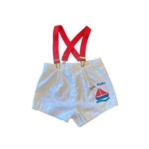Vintage Sail Away Toddler Shorts With Red Suspenders Size 24M